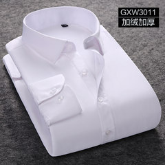Winter new style plus thickening warm shirt, men's pure color shirt, white self-cultivation business career, inch dress Thirty-eight white