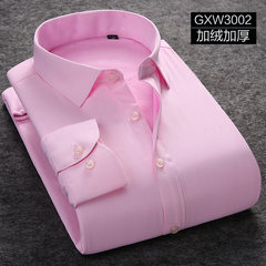 Winter new style plus thickening warm shirt, men's pure color shirt, white self-cultivation business career, inch dress Thirty-eight Pink