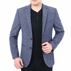 Dandy in autumn and winter men s casual suit suit Slim small single piece suit coat middle-aged male XXL/185/150-165 Jin Blue rice