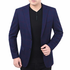Dandy in autumn and winter men s casual suit suit Slim small single piece suit coat middle-aged male XXL/185/150-165 Jin Blue purple