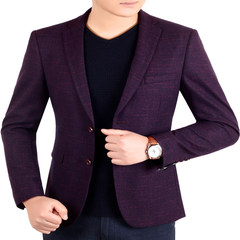 Dandy in autumn and winter men s casual suit suit Slim small single piece suit coat middle-aged male XXL/185/150-165 Jin Claret