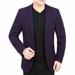 Dandy in autumn and winter men s casual suit suit Slim small single piece suit coat middle-aged male XXL/185/150-165 Jin Violet