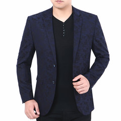 Dandy in autumn and winter men s casual suit suit Slim small single piece suit coat middle-aged male XXL/185/150-165 Jin Navy Blue