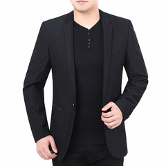 Dandy in autumn and winter men s casual suit suit Slim small single piece suit coat middle-aged male XXL/185/150-165 Jin black