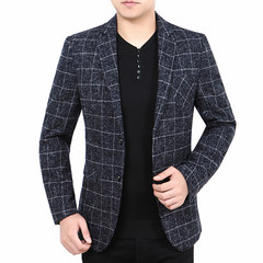 Dandy in autumn and winter men s casual suit suit Slim small single piece suit coat middle-aged male XXL/185/150-165 Jin Tibet Navy