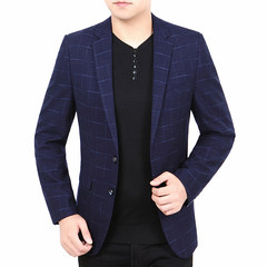 Dandy in autumn and winter men s casual suit suit Slim small single piece suit coat middle-aged male XXL/185/150-165 Jin Blue