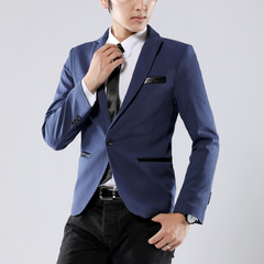 Spring and autumn men's casual suit male young Korean Levis small British Wedding Suit single west jacket 4XL 161-175 Jin Tibet Navy