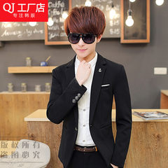 Handsome suit jacket youth student tide plus velvet suit Korean men's thick autumn and winter 160/76A (80-90 Jin) 132 black
