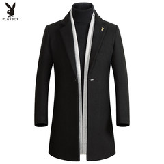 In the spring and autumn long windbreaker dandy male Korean men slim wool coat cloak wool woolen coat 3XL black