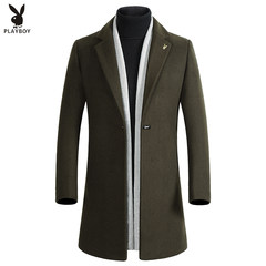 In the spring and autumn long windbreaker dandy male Korean men slim wool coat cloak wool woolen coat 3XL Army green