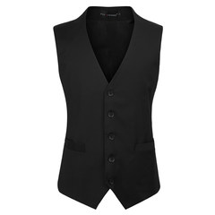 The fall of man's suit vest British style Korean black double breasted suit vest Vest Mens slim type tide 3XL Five black buttons