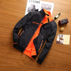 Autumn and winter coat boys double Coat Jacket Mens Shirt coat both sides of youth sports and leisure men XL/170 0588 black orange