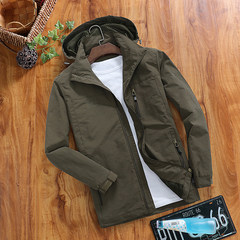 AFSJEEP spring leisure jacket, men's fashion youth thin coat, men's big size loose windbreaker 3XL Army green