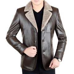 New men's wear in autumn and winter, Haining leather coat, men's fur, wool thickening jacket, sheep skin coat 170/M Pickles