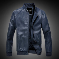 Special offer every day fall trend of men's leather jacket slim handsome young male Korean leather jacket thin locomotive L 1168 dark blue [thin section]