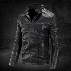 Leather jacket, men's jacket, sheep skin, 2017 new style plus cashmere, young Korean trend, handsome and handsome motorcycle suit M-[size is smaller! ] 601- black - send care oil + higher wallet]