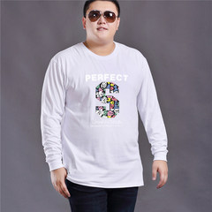 Every day special offer size casual male cotton long sleeved t-shirt t-shirt t-shirt size loose fat Jersey Shirt 3XL Big white