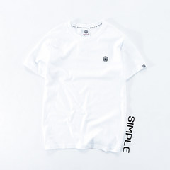 Summer tide brand embroidery short sleeved T-shirt male all-match simple short tee Japanese cotton half sleeve shirt lovers' S white