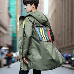 In the autumn of 2017 new coat in the long trend of Korean male loose hooded handsome Guochao BF Harajuku style jacket 3XL Ribbon green