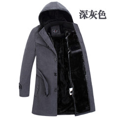 2017 new winter coat in the long section of Korean male handsome slim cashmere coat with thick woolen coat 3XL [about 170-181 catties] Cashmere thickening grey