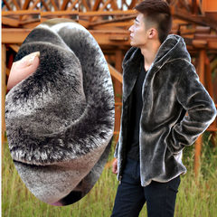 The new male mink cashmere imitation fur coat short hooded slim size Plush Mens mink mink tide 3XL Factory direct sales quality assured