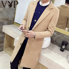 Dandy in autumn and winter cultivation thickened woolen coat coat male long coat Mens Korean tide 3XL Khaki - thin