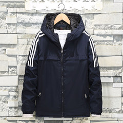 Autumn and winter big size men's special body and fertilizer, increase jacket, windbreaker and cotton clothes, warm jacket, sweater jacket 7XL (240-260 Jin) Navy Blue