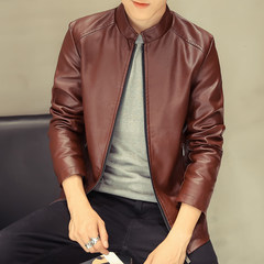 Every day special men's leather coat, new style men's coat, youth Korean version, self cultivation trend, handsome and cashmere jacket 3XL 26305 red