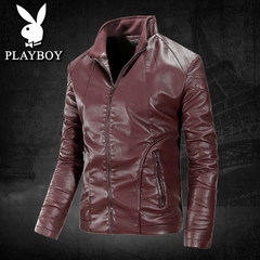 Motorcycle leather, leather clothes, men's clothing, Korean style, handsome coat, cashmere, youth, Haining sheep leather jacket M-[size is smaller! ] 601- red wine - send care oil + Wallet]