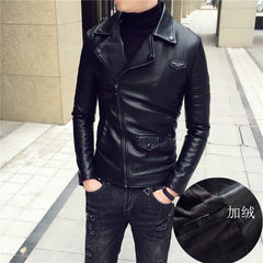 New trend of slim short lapel jacket Mens casual jacket jacket Korean youth 3XL Black velvet