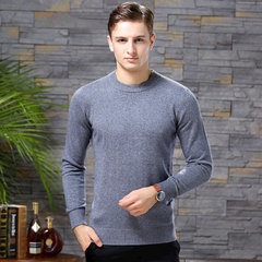Cashmere sweater, men's round top pure cashmere sweater, men's wool sweater, autumn and winter thin sleeve head bottoming shirt, 2017 new styles S (round collar) grey