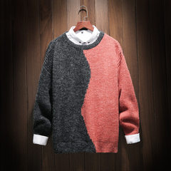 In the autumn of 2017 sets of tee head men's Sweater XL all-match personality trend of Korean men's sweater 3XL Black red