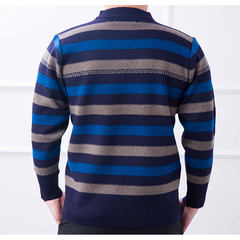 Golden autumn and winter new sweater male cotton Crewneck sweater sweater head set middle-aged father put thick warm 175/88A 3- blue