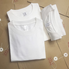 Autumn and summer men and women with heavy 270g cotton plain super soft thick blank opaque white short sleeved T-shirt S Bright white