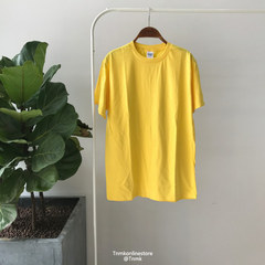 Hong Kong Wind in summer men's short sleeved T-SHIRT - solid Japanese summer youth students half sleeve t-shirt men tide XS yellow