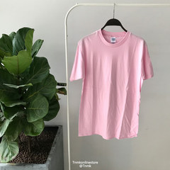 Hong Kong Wind in summer men's short sleeved T-SHIRT - solid Japanese summer youth students half sleeve t-shirt men tide XS Pink