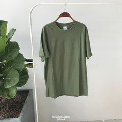 Hong Kong Wind in summer men's short sleeved T-SHIRT - solid Japanese summer youth students half sleeve t-shirt men tide XS Army green