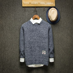Japanese male winter sweater a trend of Korean character set head sweater sweater thickening of young students S Blue grey + white shirt