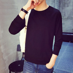 My- less summer pure color cotton sweater, Korean and Japanese men's t-shirt t-shirt, multi color leisure TEE summer S Long Sleeve Black