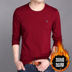 The 2017 men's long sleeved T-shirt with velvet warm winter clothes thick autumn clothes wear Korean backing small shirt 190/4XL [suggestion 185-210 Jin] 8169 velvet red