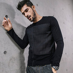 Special offer every day men's long sleeved T-shirt male fashion T-shirt slim autumn Jacket Mens clothes 735. 3XL black