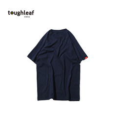 Japanese thick, round neck, pure cotton, short sleeved, pure T-shirt, male loose couple, big code female chao chao, Shawn Yue, the same S Tibetan Navy.