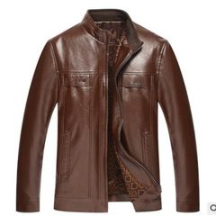 2017 winter men loose with cashmere leather collar middle-aged male old leather jacket jacket Dad Less than 54160 catties Dark brown (winter jinsirong)