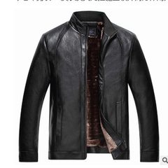 2017 winter men loose with cashmere leather collar middle-aged male old leather jacket jacket Dad Less than 54160 catties B01 black (Jin Sirong)