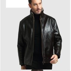 2017 winter men loose with cashmere leather collar middle-aged male old leather jacket jacket Dad Less than 54160 catties Fur coffee