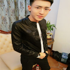 Deft Reds Li Yaoyang with slim leather tight leather jacket coat collar guy new social spirit M black