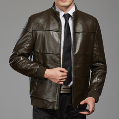 The winter King men's leather fat XL leisure jacket thick loose fat wet coat 215 (suggestion 260-280 Jin) 1951 coffee color