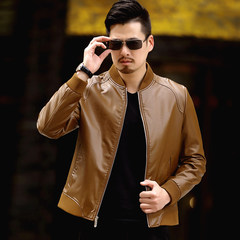 Male add fertilizer XL Plus velvet jacket jacket XL fat fat Youth Baseball Jacket collar 170/M 89199 dark brown