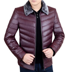 The middle-aged male winter coat lapel dandy cotton padded down thick warm cotton padded jacket with Dad 175/88A Red wine