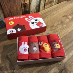 韩版有机棉礼盒装可爱卡通布朗熊少女内裤三角内裤 均码 红色系列  单面印花